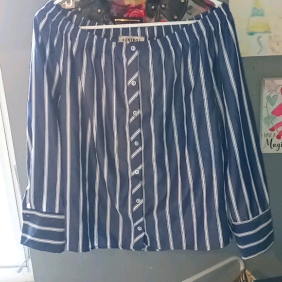 KONTROL Contemporary Pinstripe Off The Shoulder - Picture 1 of 7